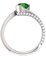 10K White Gold 6.00mm Round Cut Chrome Tourmaline and Diamond Ring -- LIFETIME WARRANTY