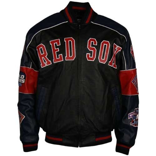 Boston Red Sox Black World Series Champions Varsity Leather Jacket
