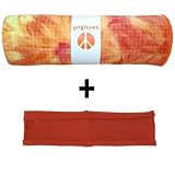 Back Friday sale prana yoga mats Sunburst yogitoes® mat size SKIDLESS® yoga towel + rust (reddish orange) hBand stretchy headband combo by Absolute Yogi®
