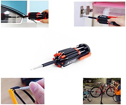 NELPLA8 in 1 Multifunction Screwdriver with built in high intensity LED Flashlight. 4 sizes of Philips and 4 sizes of Flathead including mini eye glass repair heads.