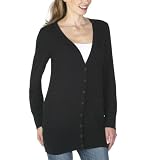 Mossimo Black: Long-Sleeve Button Cardigan - Ebony