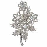 Sterling Silver simulated Diamond cz Extravagant Flower Bouquet Pin
