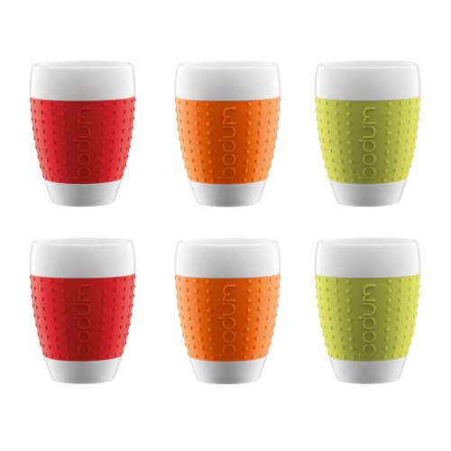 Bodum Pavina Assorted Color Porcelain 13-1/2-Ounce Cups, Get 6 Promotional Set