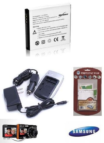 Replacement Battery For Samsung SLB-07A + 1 Hour Charger For Samsung Dulaview TL220 TL225 TL90 + Free LCD Screen Protectors