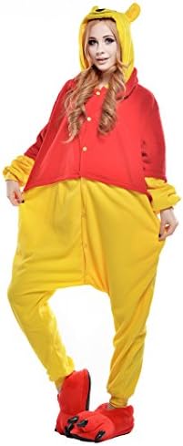 NEWCOAPLAY Unisex Onesies Pajamas Kigurumi Cosplay Sleepsuit Costume (S, Winne the pooh)