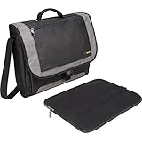 Targus CityGear 17-Inch Miami Messenger Case for Notebooks with Bonus Sleeve - Black with Grey (BUS0369)