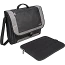 Targus CityGear 17-Inch Miami Messenger Case for Notebooks with Bonus Sleeve - Black with Grey (BUS0369)