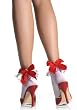 Valentine's Day Opaque Ankle Socks Anklet Stocking With Embroider Heart Ruffle And Satin Bow (White/Red;One Size)
