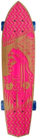 Strght Diamond Tail Cruiser Skateboard in Bamboo with Wolves Design (Pink, 28.5 x 7-Inch)