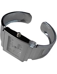 BestOfferBuy Women Square Dial Steel Bangle Cuff Bracelet Wrist Watch White
