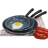 Excelsteel 3-Piece Professional Carbon Steel Frypan Set with Ceramic Non-Stick Coating