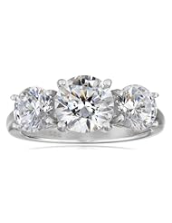 Sterling Silver Swarovski Zirconia 4cttw Round 3 Stone Anniversary Ring