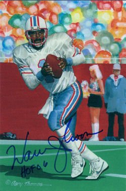 Warren Moon Autographed Houston Oilers Goal Line Art Card