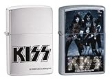 Zippo Lighter Set - Kiss Music Band Name Logo and Four Faces, Pack of Two