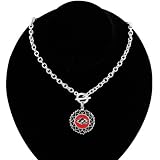 New Mexico Lobos Round Heart Art Nouveau-Style Toggle Necklace