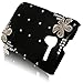 Mavis's Diary for Motorala Moto X Phone 3D Handmade Crystal Flower Bling Diamond Design Hard Cover Case with Soft Clean Cloth (Silver Flower Black Case)