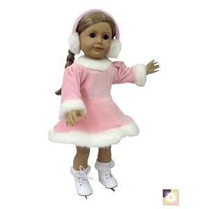Doll Clothing - Pink Ice Skating Dress - Fits American Girl Doll Clothes 2 Piece Set