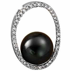 14kt White Gold Stylish Tahitian Pearl Slide Pendant