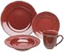 Sabatier Burgundy Cannes 16-Piece Dinnerware Set, Service for 4