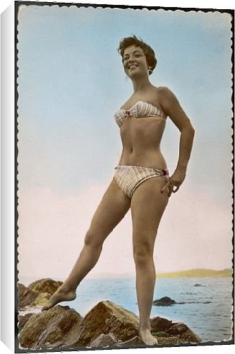 Canvas Prints of Girl In Stripy Bikini from Mary Evans