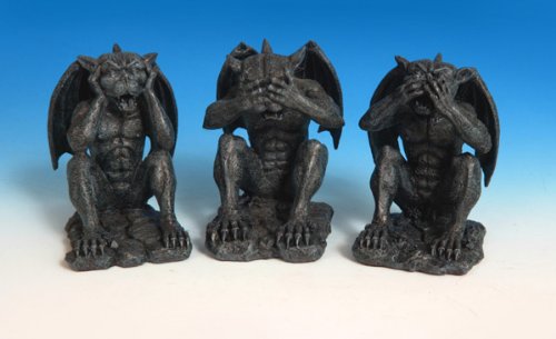 3 Pc See Hear Speak No Evil Gargoyle Statues Figurines Gothic
