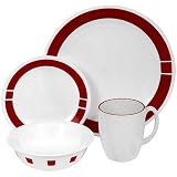 Corelle Livingware 16-Piece Dinnerware Set, Service for 4, Urban Red