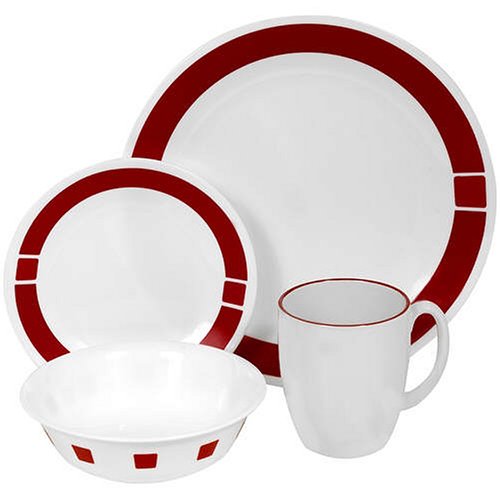 Corelle Livingware 16-Piece Dinnerware Set, Service for 4, Urban Red