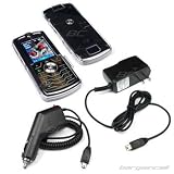 3 Pieces Value Combo of Motorola Slvr L7 Crystal Clear Hard Shell Case + Home/Wall/Travel battery charger +Auto Car Charger Adapter
