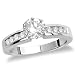 14k White Gold Round Diamond Engagement Ring w/ Channel-Set Round Diamonds (1/3 ct center, .85 cttw, G-H Color, I1 Clarity)