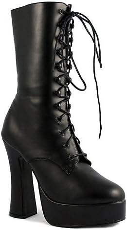 ELECTRA-1020 5" Lace-Up Ankle Boot, Black Pu-Size 10