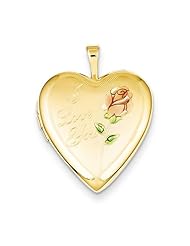 Sterling Silver Gold-Plated 20mm D/C I Love You Heart Locket. Metal Wt- 3.4g