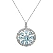 Necklace With 2.30ctw Precious Stones - Genuine Aquamarines and Clean Diamonds White Gold Length 18in