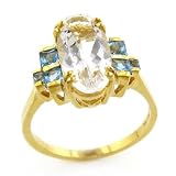 14K Quartz & Blue Topaz Ring -