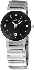 Bulova Diamond Steel Black Mens Watch 96D18