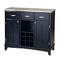 Hutch-Style Buffet- Black/ Stainless Steel