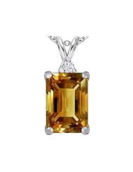 Original Star K (tm) Large 14x10mm Emerald Cut Simulated Imperial Yellow Topaz Pendant in 925 Sterling Silver