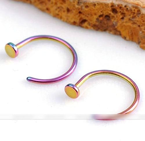 DDU(TM) 1Pcs Colorful- Cool Unisex Stainless Steel Nose Stud Nose Ring Nose Hoop Earring