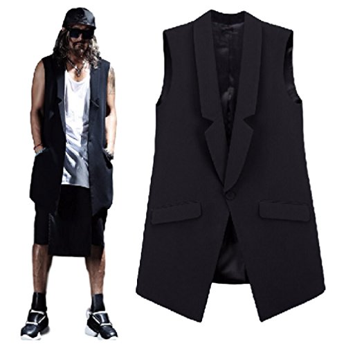 ナナコレクション Nana_Collection 春 秋 英国風 ロング丈 ベスト テーラード襟 スリム 男性 S-3XL