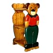 Handmade Antique Style 31" Carved & Painted Kid's Wood Bookcase - Bear Design