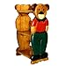 Handmade Antique Style 31" Carved & Painted Kid's Wood Bookcase - Bear Design