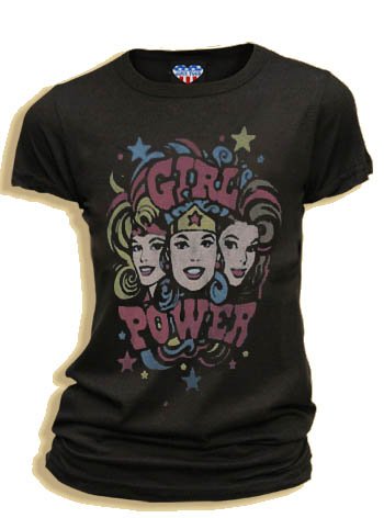  Junk Food Girl Power Vintage Black Juniors T-shirt Tee