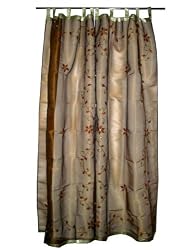 2 Organza Fallow Embroidered Sari Curtains Sheer Window Panel