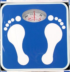 HealthPersonalCare: Child Bathroom Weight Scale Blue/footprints,Glass bathroom Scales also available!