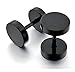 Zysta 2pcs 6mm Black Screw Stud Earrings Mens Stainless Steel Cheater Fake Ear Plugs Gauges Illusion Tunnel