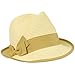 2 Tone Ribbon Bow Beach Summer Fedora Trilby Crusher Sun Cap Hat Ivory Khaki
