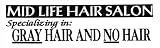 MID LIFE HAIR SALON SPECIALIZING IN: GRAY HAIR AND NO HAIR decal bumper sticker