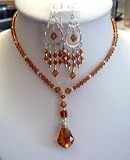This Is Absolutely New Very High Qualitty Genuine Topaz Crystal Necklace Set And Sterling Silver Earrings (BRAND NEW)