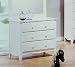 White Finish Wood Bedroom Storage Dresser w/3 Drawers