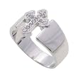 SilverBin Sterling Silver High Polish Tension Style Elegant Cross Ring with CZ Accents