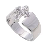 SilverBin Sterling Silver High Polish Tension Style Elegant Cross Ring with CZ Accents